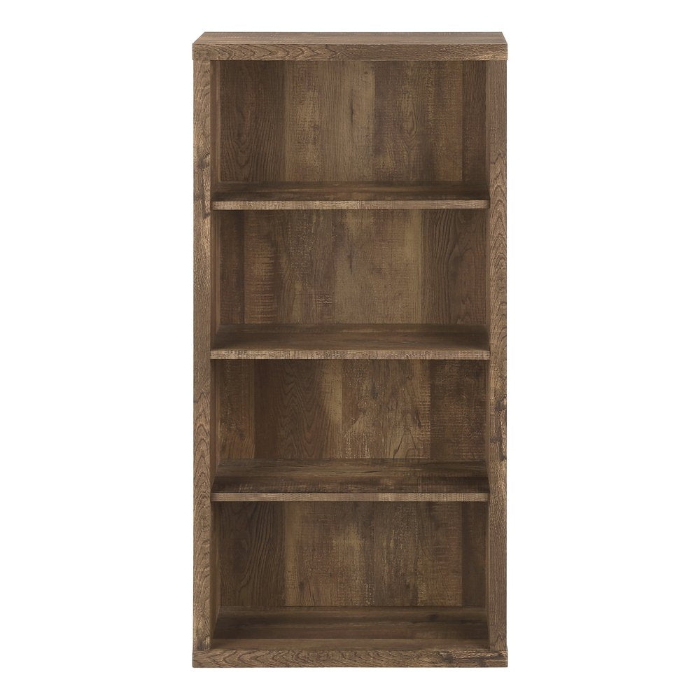 48" Taupe Distressed Wood Adjustable Four Tier Bookcase