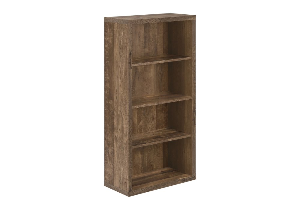 48" Taupe Distressed Wood Adjustable Four Tier Bookcase