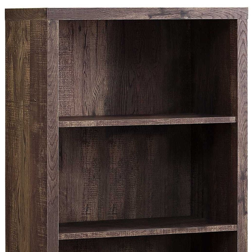48" Taupe Distressed Wood Adjustable Four Tier Bookcase