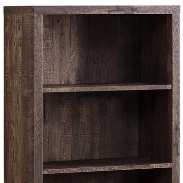 48" Taupe Distressed Wood Adjustable Four Tier Bookcase