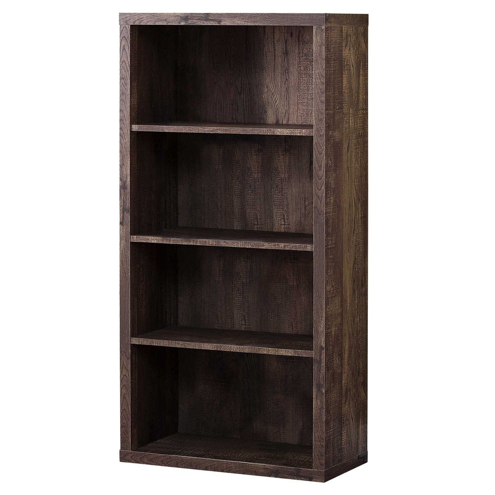48" Taupe Distressed Wood Adjustable Four Tier Bookcase