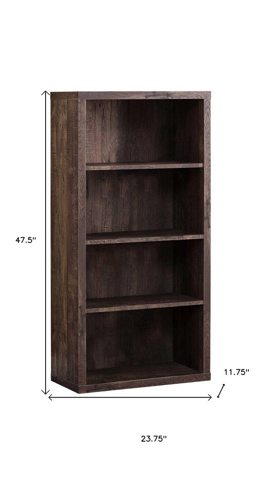 48" Taupe Distressed Wood Adjustable Four Tier Bookcase