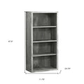 48" Taupe Distressed Wood Adjustable Four Tier Bookcase