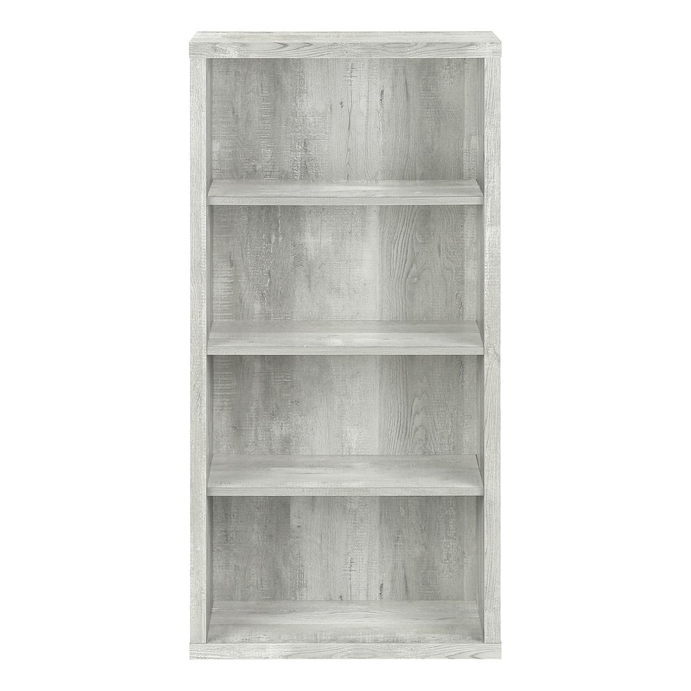 48" Taupe Distressed Wood Adjustable Four Tier Bookcase