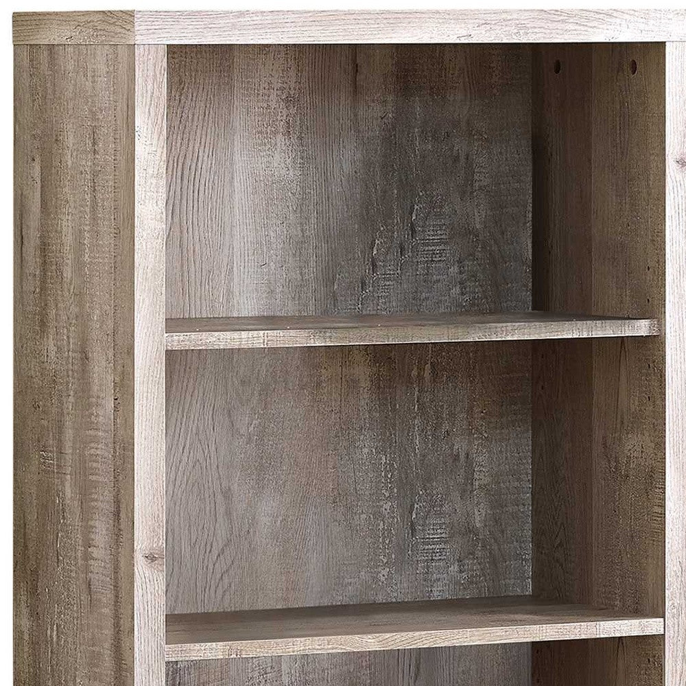48" Brown Distressed Wood Adjustable Four Tier Bookcase