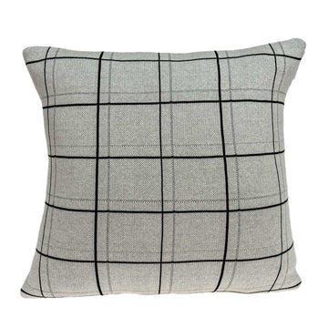 20" Gray Plaid Cotton Throw Pillow
