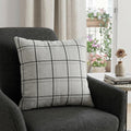 20" Gray Plaid Cotton Throw Pillow