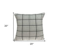 20" Gray Plaid Cotton Throw Pillow