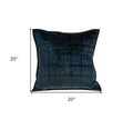 20" X 7" X 20" Transitional Dark Blue Quilted Pillow Cover With Poly Insert