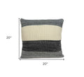 20" X 7" X 20" Transitional Cream And Gray Pillow Cover With Poly Insert