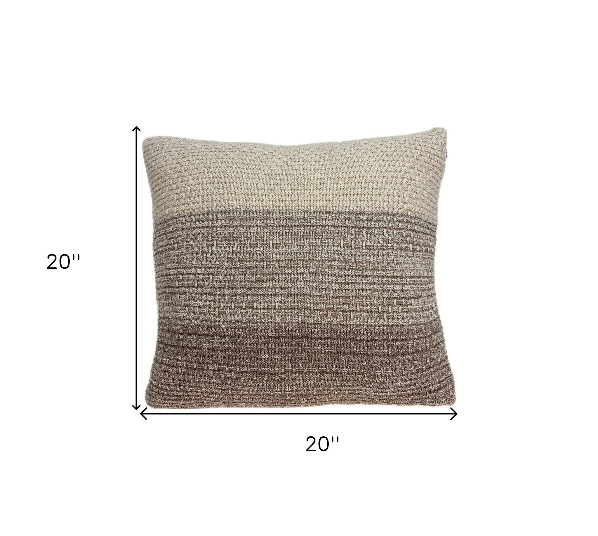 20" Beige and Brown Throw Pillow