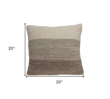 20" Beige and Brown Throw Pillow