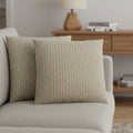 Set Of Two 18" X 18" Gold and White Polyester Striped Zippered Pillow