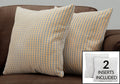 Set Of Two 18" X 18" Gold and White Polyester Striped Zippered Pillow
