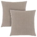 Set Of Two 18" X 18" Gold and White Polyester Striped Zippered Pillow