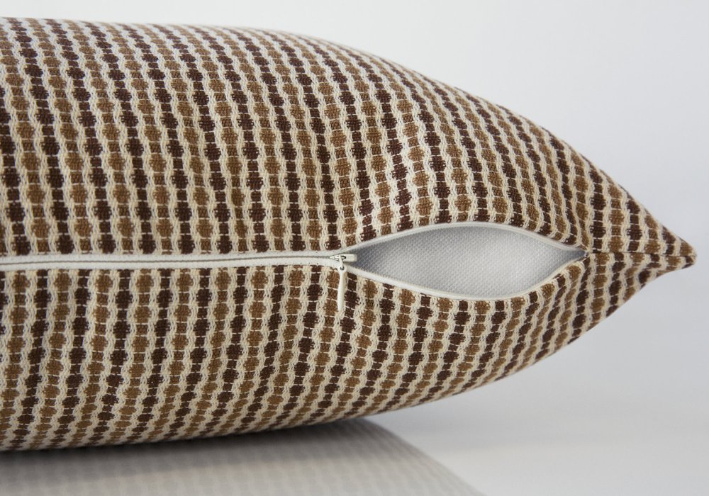 Set Of Two 18" X 18" Gold and White Polyester Striped Zippered Pillow