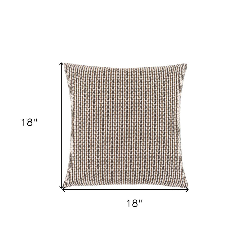 Set Of Two 18" X 18" Gold and White Polyester Striped Zippered Pillow