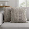 Set Of Two 18" X 18" Gold and White Polyester Striped Zippered Pillow