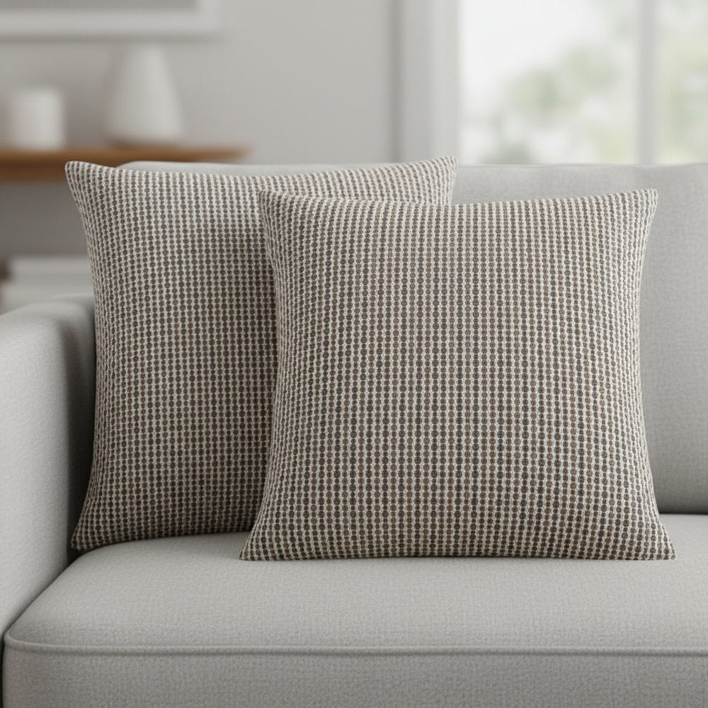 Set Of Two 18" X 18" Gold and White Polyester Striped Zippered Pillow