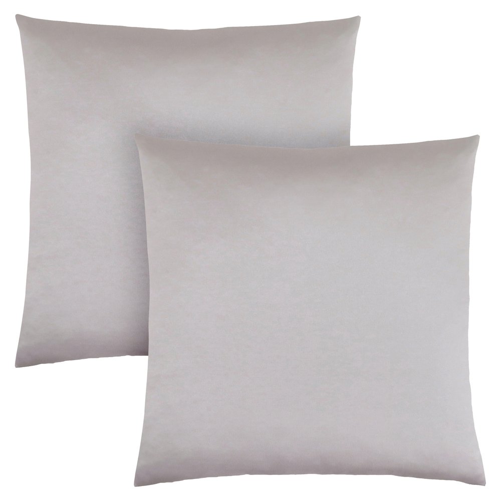 Set of Two 18" Silver Satin Throw Pillows