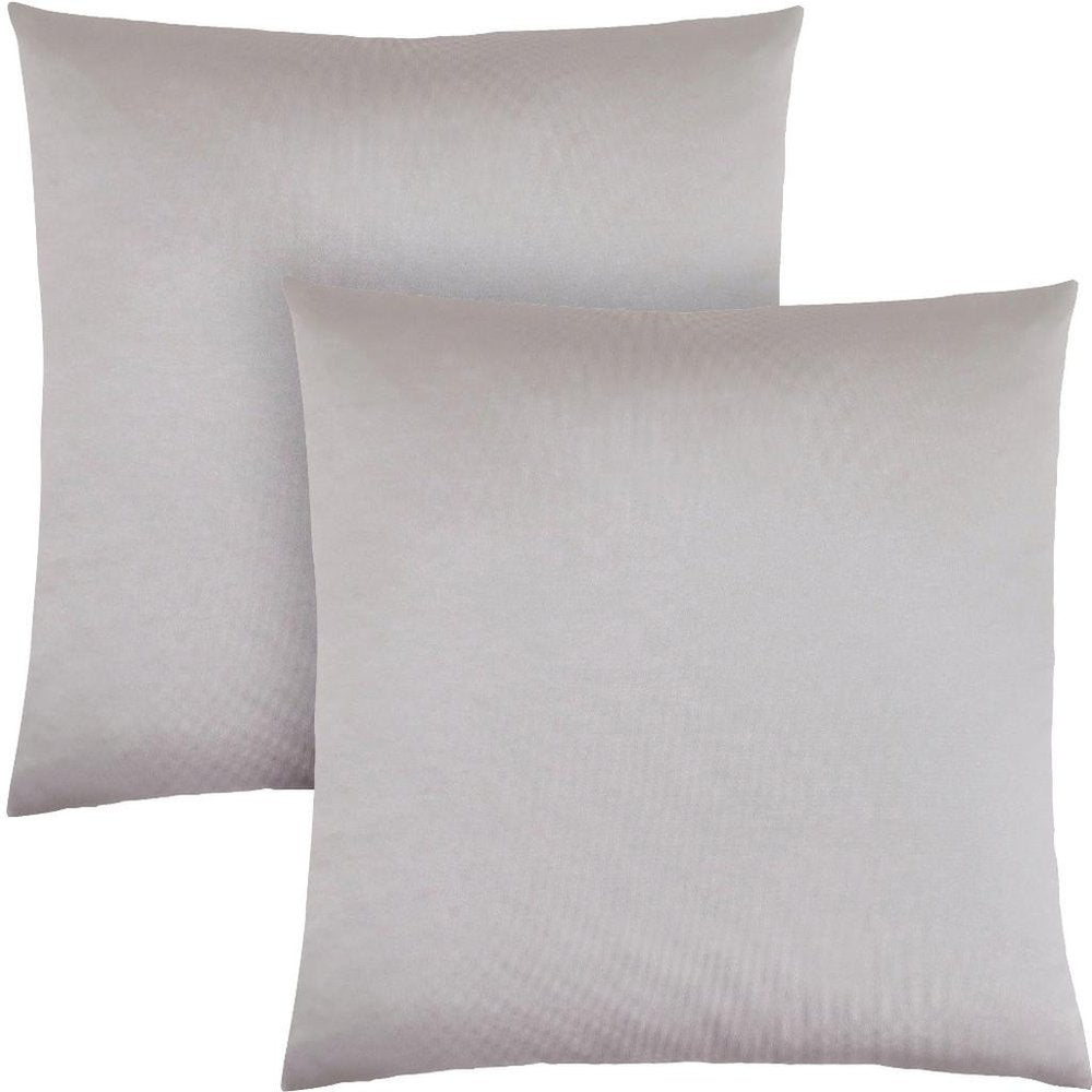Set of Two 18" Silver Satin Throw Pillows