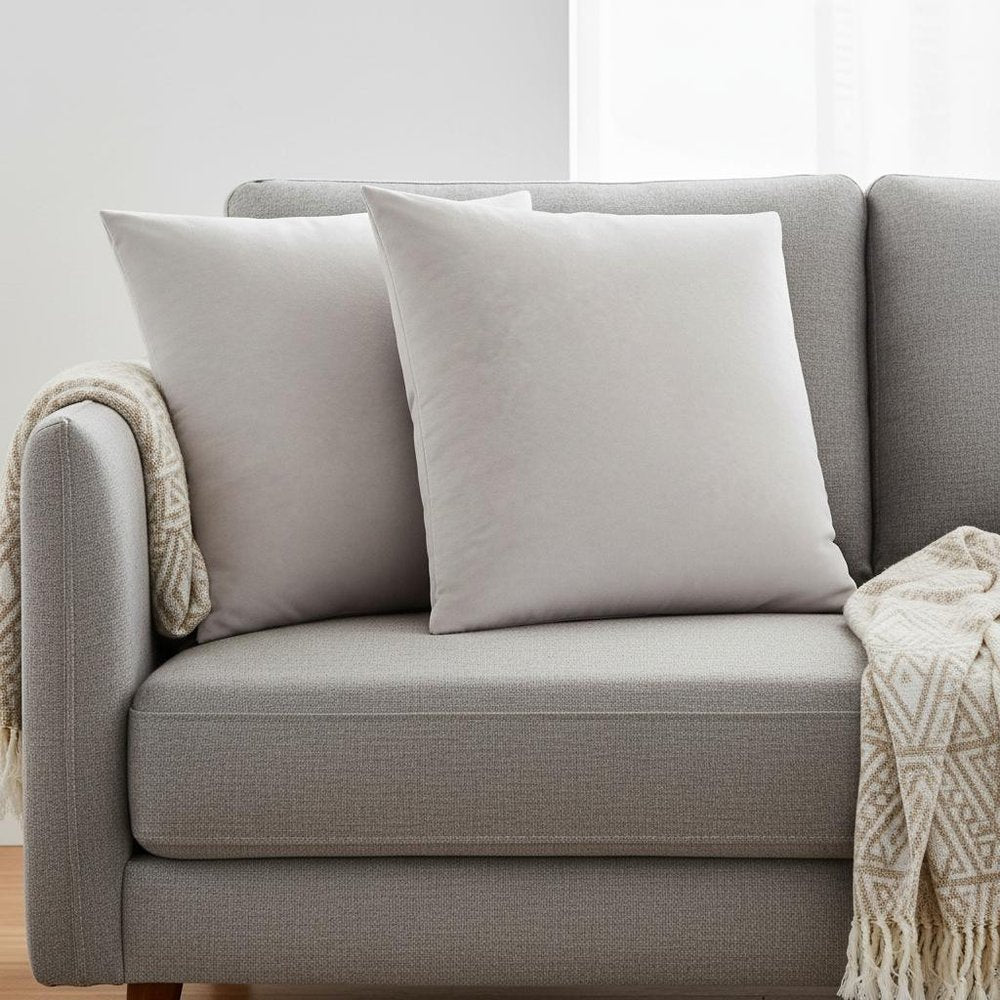 Set of Two 18" Silver Satin Throw Pillows