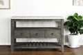 18" X 54" X 36" White Marble Gray Oak Wood Server