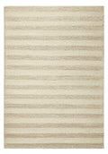 5' X 7' Ivory And White New Zealand Lambs Wool Striped Hand Woven Area Rug