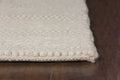 5' X 7' Ivory And White New Zealand Lambs Wool Striped Hand Woven Area Rug