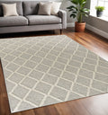 5' X 7' Gray And Ivory Wool Diamond Hand Woven Area Rug