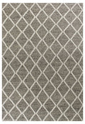 5' X 7' Dark Gray and Ivory Wool Diamond Hand Woven Berber Area Rug