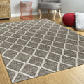 5' X 7' Gray And Ivory Wool Diamond Hand Woven Area Rug