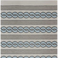 6' X 9' Ivory Light Blue And Gray Geometric Hand Hooked Area Rug