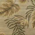 5' X 8' Sand And Beige Wool Botanical Leaves Hand Tufted Area Rug