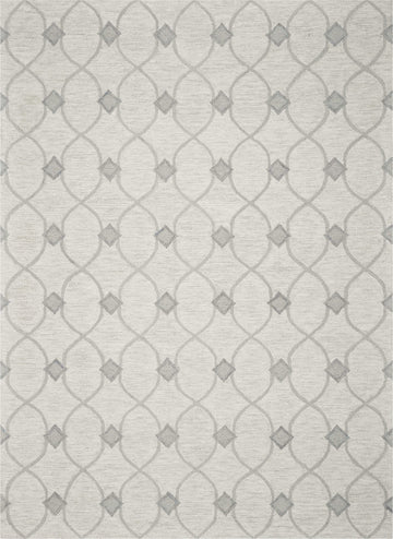 8' X 10' Ivory Hand Tufted Ogee Indoor Area Rug