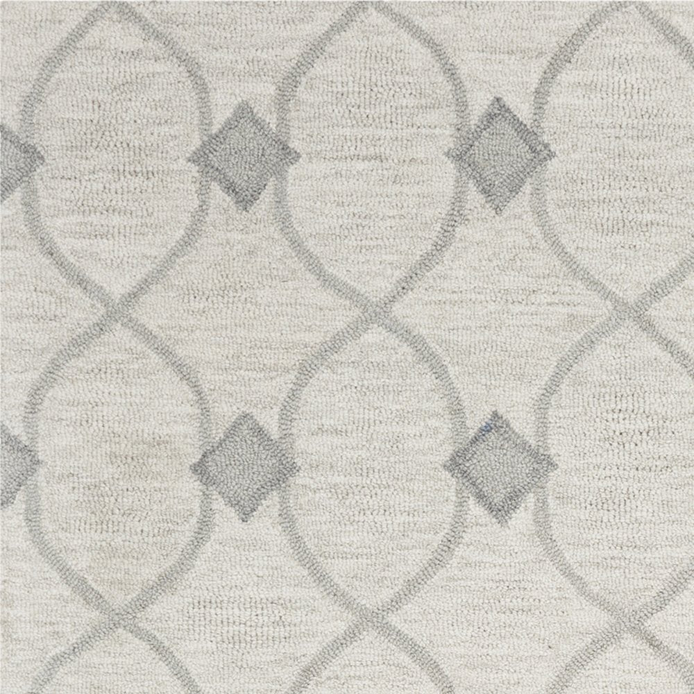 9' X 12' Ivory And Gray Wool Ogee Hand Tufted Area Rug