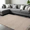 5' X 8' Beige Wool Hand Woven Area Rug With Fringe