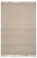 5' X 8' Beige Wool Hand Woven Area Rug With Fringe