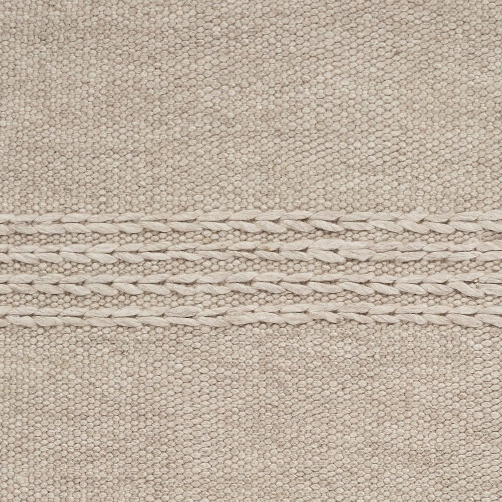 5' X 8' Beige Wool Hand Woven Area Rug With Fringe