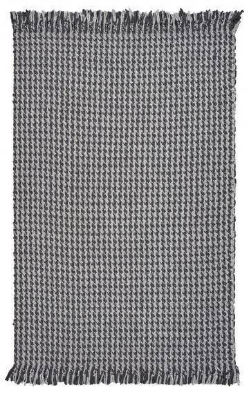 8' X 10' Grey Hand Woven Houndstooth Indoor Area Rug