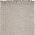 8' X 10' Beige And Gray Wool Chevron Hand Woven Area Rug With Fringe
