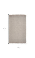 8' X 10' Beige And Gray Wool Chevron Hand Woven Area Rug With Fringe