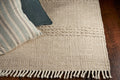 5' X 8' Beige Wool Hand Woven Area Rug With Fringe