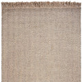 8' X 10' Beige And Gray Wool Chevron Hand Woven Area Rug With Fringe