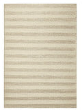 5' X 7' Ivory And White New Zealand Lambs Wool Striped Hand Woven Area Rug