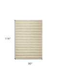 5' X 7' Ivory And White New Zealand Lambs Wool Striped Hand Woven Area Rug