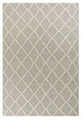 7' X 9' Gray And Ivory Wool Diamond Hand Woven Area Rug