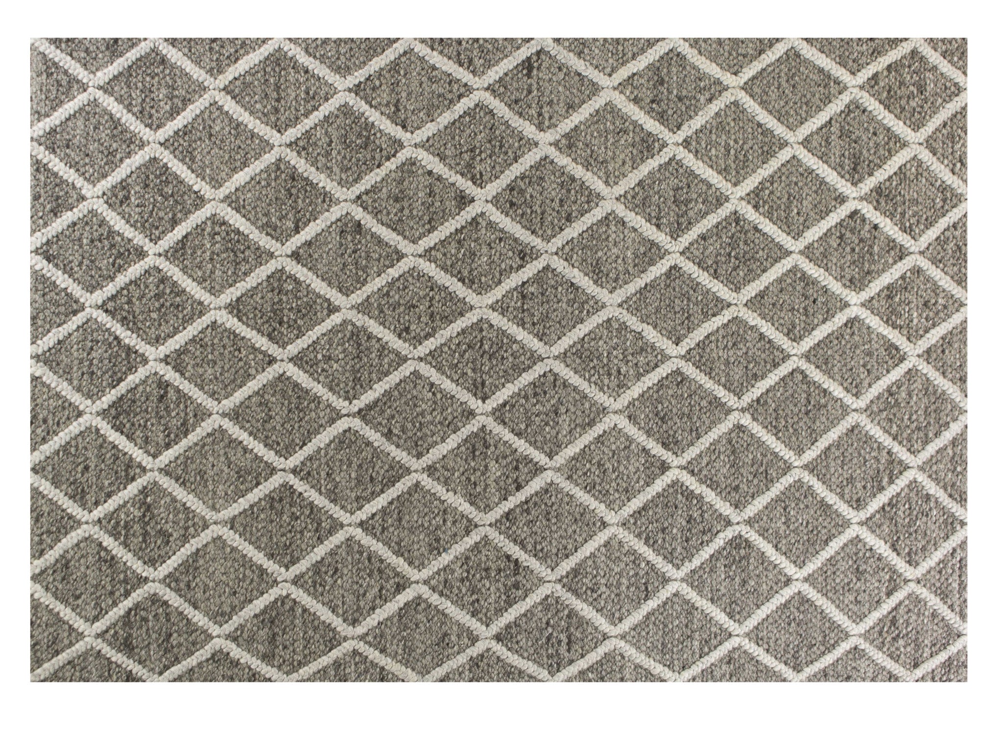 8' X 10' Dark Grey Hand Woven Diamond Pattern Indoor Area Rug