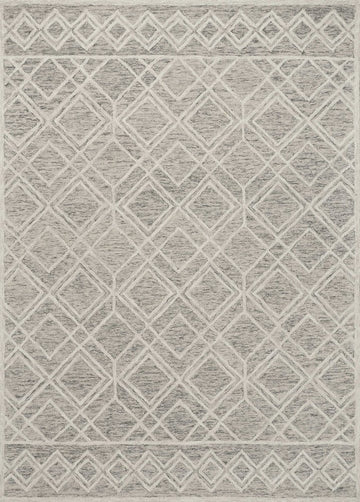 2' X 4' Sand Beige And Ivory Wool Geometric Hand Tufted Area Rug