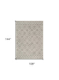 2' X 4' Sand Beige And Ivory Wool Geometric Hand Tufted Area Rug